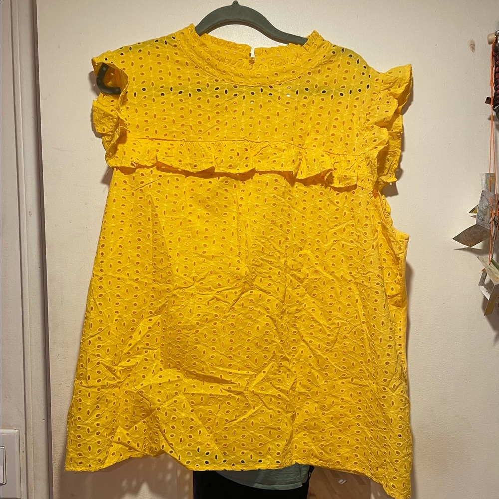 Bright Yellow Eyelet Top
